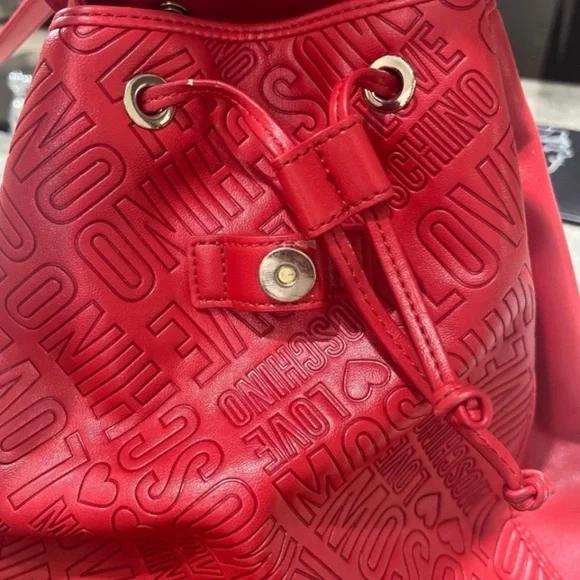 Love Moschino Bold Red Embossed Backpack Authentic with Dust Bag display picture 2